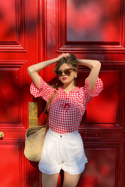 Short Vintage Kopa Heurtefeu Années 70 - Nylon Satin Rouge, Taille M (44) - Made In France