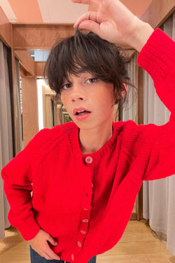 Cardigan tricot rouge